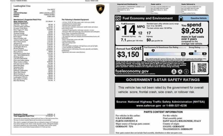 Lamborghini Urus. Sport Utility 4D